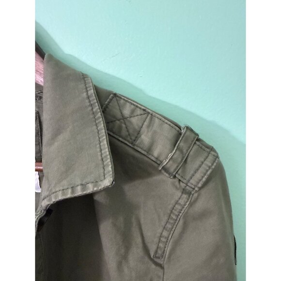 Hollister Olive Green Stretch Cropped Military Jacket Small With Buttoned Pocket - Picture 4 of 8